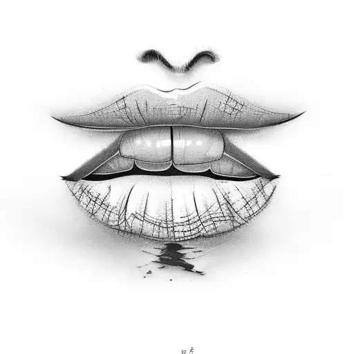 Woman's lips print tattoo design idea