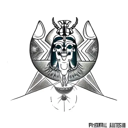 Anubis, pyramid, eye of horus, scarab beetle, skull tattoo design idea