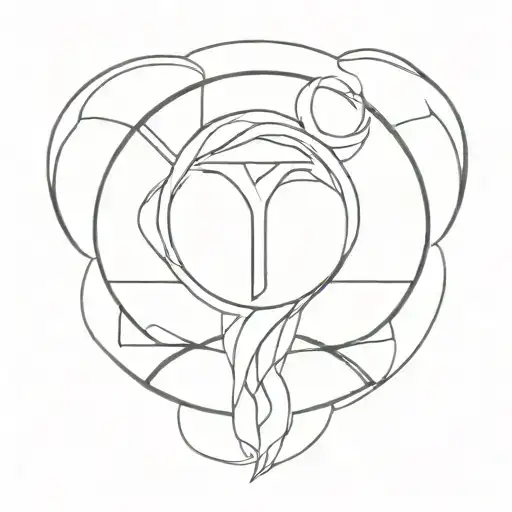 Create a vector illustration of the Lilith symbol. The symbol should be placed within a 30 mm diameter circular frame. T tattoo design idea