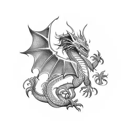 Dragon with phoenix tattoo design idea