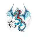 Dragon with phoenix tattoo design idea