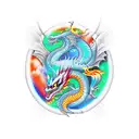 Dragon with phoenix tattoo design idea