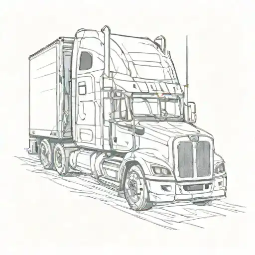 18 wheeler semi truck tattoo design idea