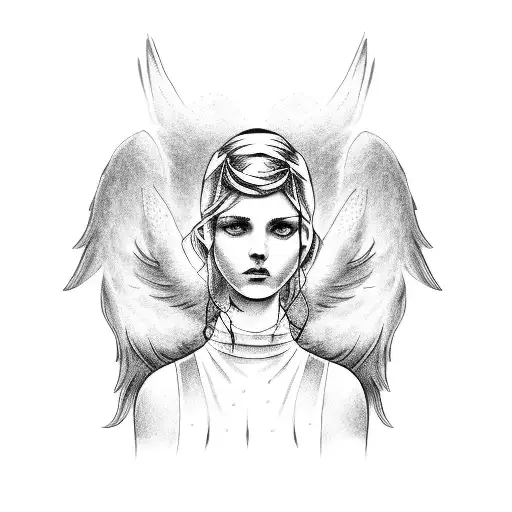 angel with cloud tattoo design idea