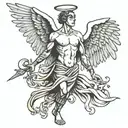 full body man with angel wings tattoo design idea