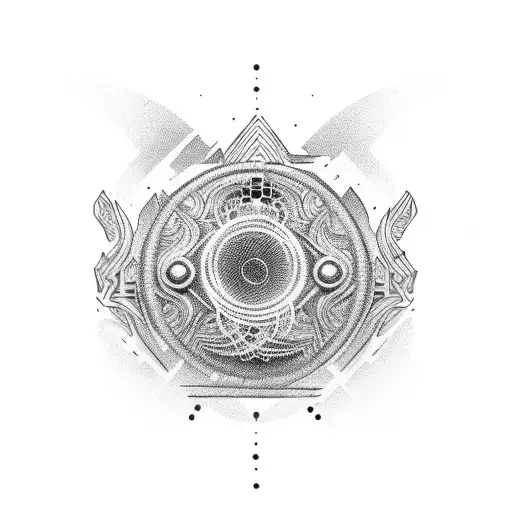 Dotwork design of a sound equalizer merging with a dancer's body tattoo design idea