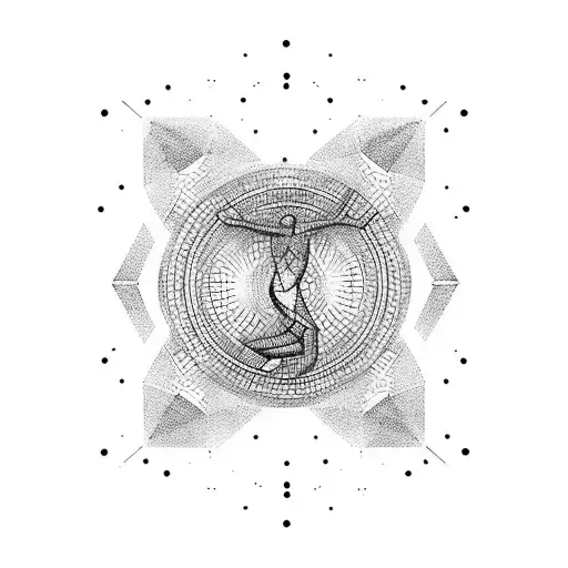 Dotwork design of a sound equalizer merging with a dancer's body tattoo design idea