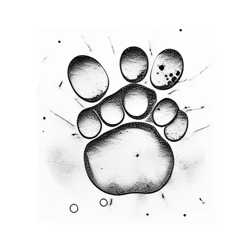 Dog paw in front of tree branches  tattoo design idea