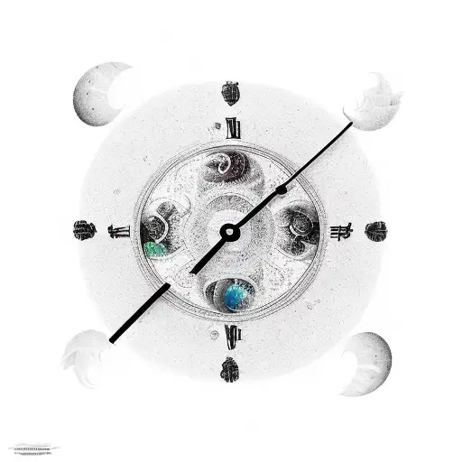 transition between life and death, with time in background (clock, hourglass), and the idea of randomness tattoo design idea