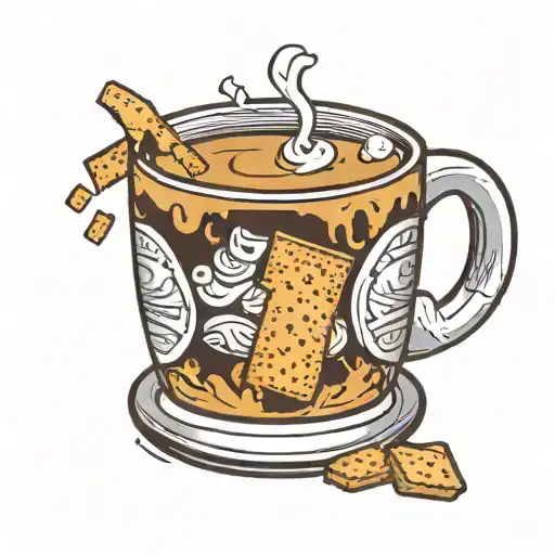 graham cracker being dipped into a coffee mug tattoo design idea