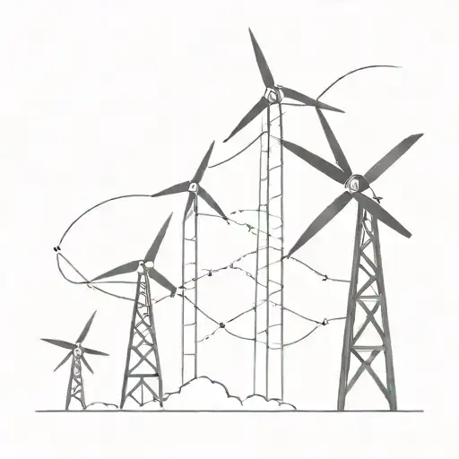 ekg line with tips as windmills tattoo design idea