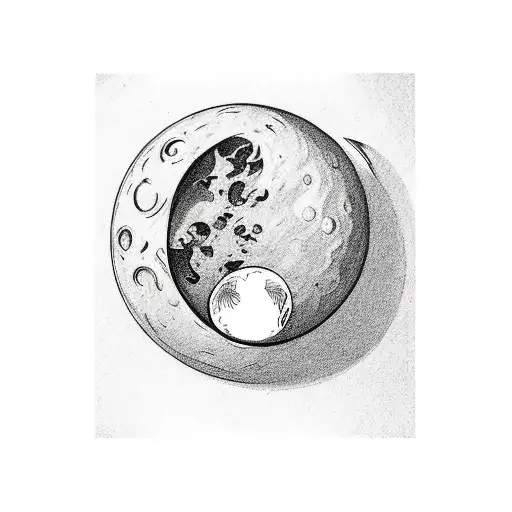 scary half moon tattoo design idea