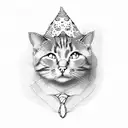 cat with funny hat tattoo design idea