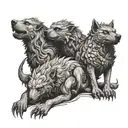 a three-headed dog that guards the exit from the underworld in Hades; the offspring of Typhon and Echidna. He prevents the dead from returning. tattoo design idea