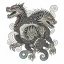 a three-headed dog that guards the exit from the underworld in Hades; the offspring of Typhon and Echidna. He prevents the dead from returning. tattoo design idea