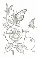 rose with butterfly on stem with date 1/22/21 tattoo design idea