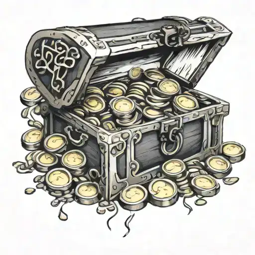 treasure chest filled with gold coins tattoo design idea
