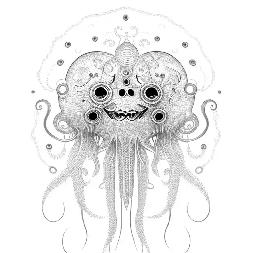 Intricate jellyfish made of delicate lace patterns tattoo design idea