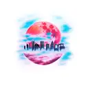 Red moon skyline tattoo design idea