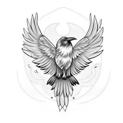 Premium Vector | Graceful raven vector insignia abstract black bird seal