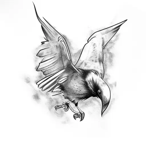 abstract raven tattoo design idea