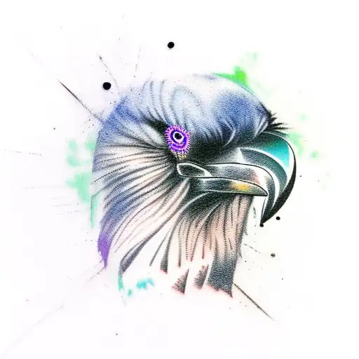 abstract raven tattoo design idea