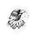 abstract raven with word Ellie  tattoo design idea