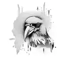 abstract raven with word Ellie  tattoo design idea