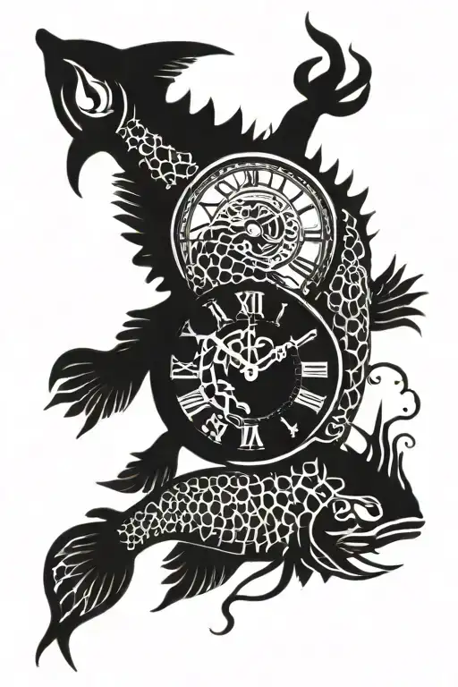 clock fish scorpion 2 face tattoo tattoo design idea