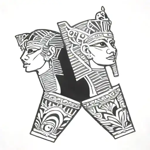 egyptian forearm sleeve black tattoo design idea