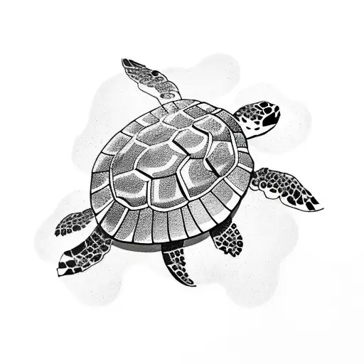 turtle with Sakura petals  tattoo design idea