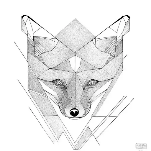 Asian, Fox, Dark, Sad, Geometry tattoo design idea