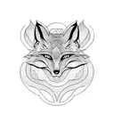 Asian, Fox, Dark, Sad, Geometry tattoo design idea
