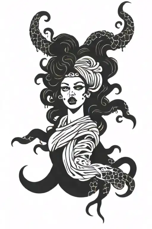 furious  medusa using bandana tattoo design idea