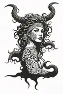 furious  medusa using bandana tattoo design idea