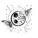 the moon and a moth tattoo design idea