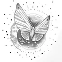 the moon and a moth tattoo design idea