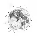 the moon and a moth tattoo design idea