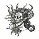 with little demons surrounding the head smoking marijuana tattoo design idea