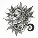 with little demons surrounding the head smoking marijuana tattoo design idea