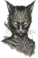gothic black cat lucider devil with horns tattoo design idea