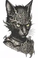 gothic black cat lucider devil with horns tattoo design idea