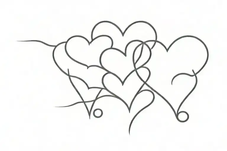 3 outline  hearts in a row  tattoo design idea