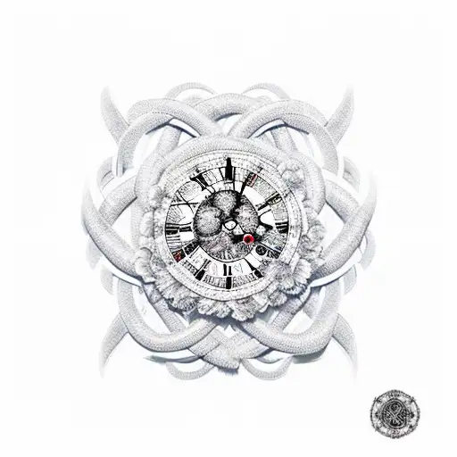A new-school design featuring a clock face made of intertwined roses and Roman numerals tattoo design idea