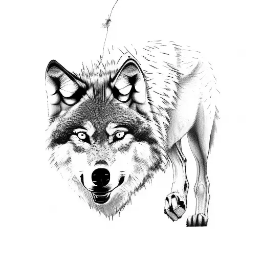 wolf running but is smoke tattoo design idea