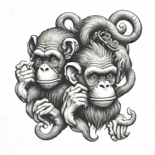 three wise monkeys tattoo design idea