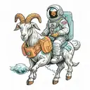 goat and astronaut floating in space tattoo design idea