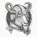 goat outer space helmet tattoo design idea