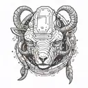 goat outer space helmet tattoo design idea