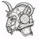 goat outer space helmet tattoo design idea